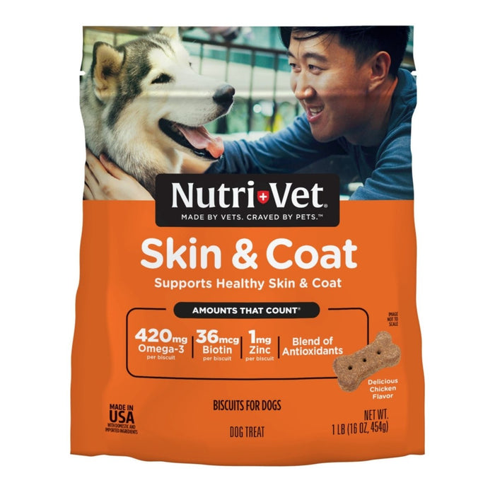 NutriVet Skin & Coat Dog Biscuits Chicken, 1ea/16 oz - Petsplace.store