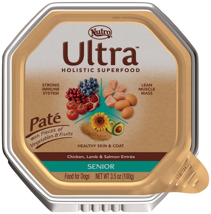 Nutro Products Ultra Grain Free Paté Senior Wet Dog Food Trio of Proteins from Chicken, Lamb & Whitefish Paté w/Superfoods 3.5oz. (Case of 24) - Petsplace.store