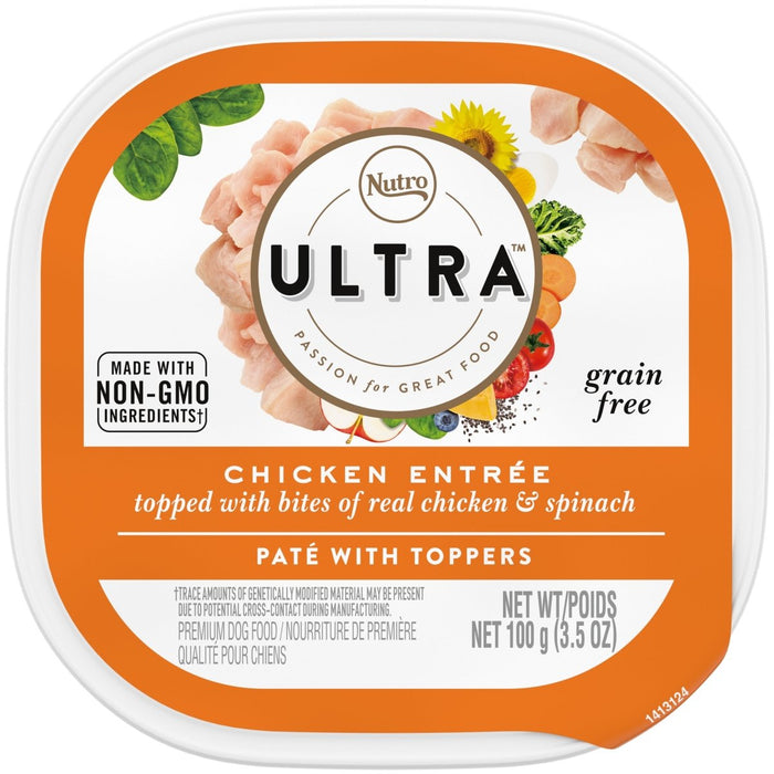 Nutro Products Ultra Grain Free Paté w/Toppers Adult Wet Dog Food Chicken Entree 3.5oz. (Case of 24) - Petsplace.store