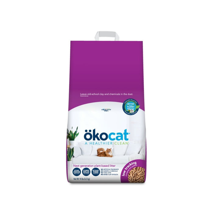 Okocat Litter Low Tracking Clumping Wood Cat Litter 1ea/14 lb - Petsplace.store