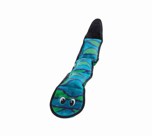 Outward Hound Invincibles Dog Toy Snake 3 Squeakers Blue/Green Large - Petsplace.store