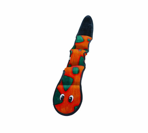 Outward Hound Invincibles Dog Toy Snake 3 Squeakers Orange/Blue 1ea/LG - Petsplace.store