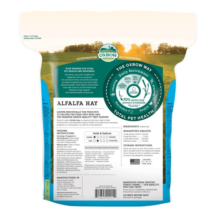 Oxbow Animal Health Alfalfa Hay Small Animal Treat 1ea/15 oz - Petsplace.store