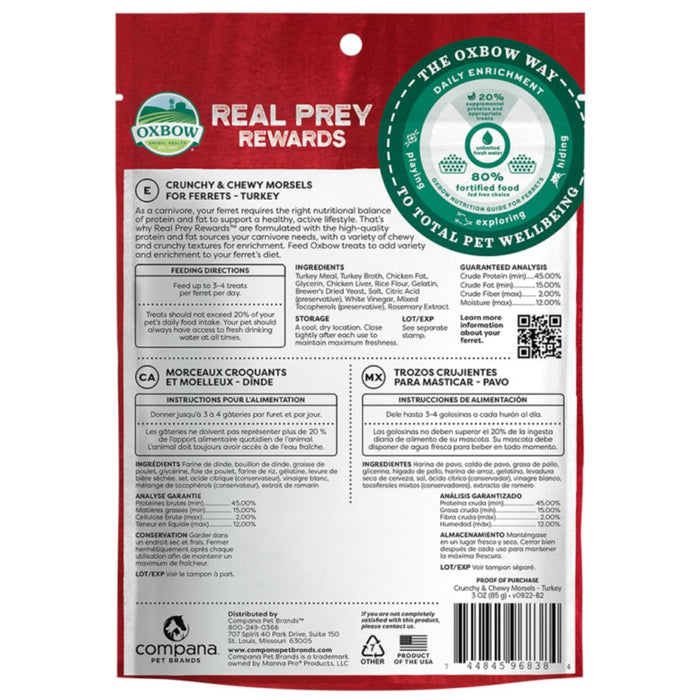 Oxbow Small Animal Real Prey Rewards Treat Turkey 3oz. - Petsplace.store