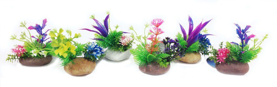 Penn - Plax Rock Aquarium Plant Style Assorted 6ea/6 in, 6 ct - Petsplace.store