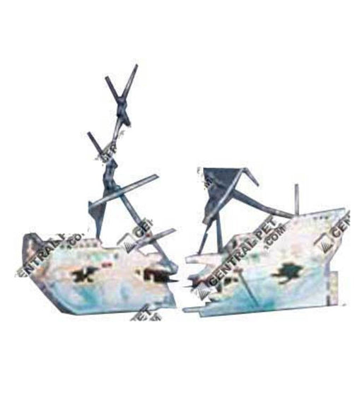 Penn - Plax Split Shipwreck Air Aquarium Ornament Blue, White 1ea - Petsplace.store