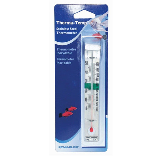 Penn - Plax Therma - Temp Stainless Steel Aquarium Thermometer Silver 1ea/4.75 in - Petsplace.store