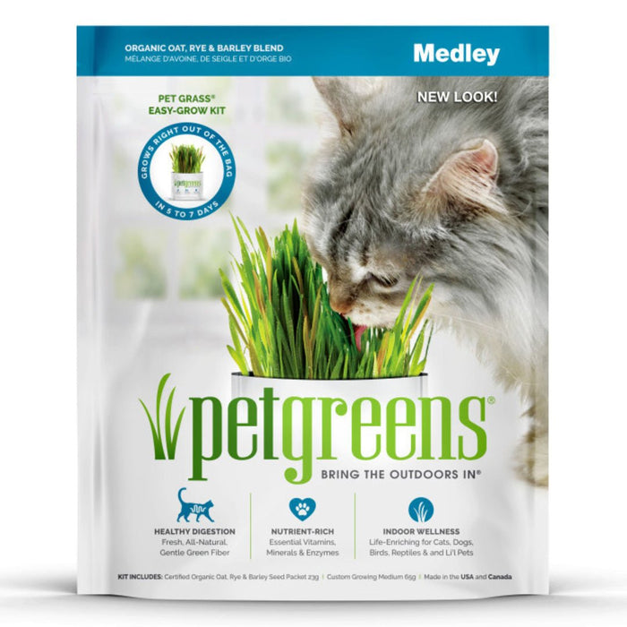 Pet Greens Medley Pet Grass Self - Grow Kit Organic Oat, Rye, & Barley Blend 1ea/3 oz - Petsplace.store