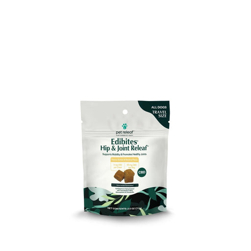 Pet Releaf Hip & Joint Edibites Cbd Dog 2.5oz. Peanut Butter Banana 3Mg Travel - Petsplace.store