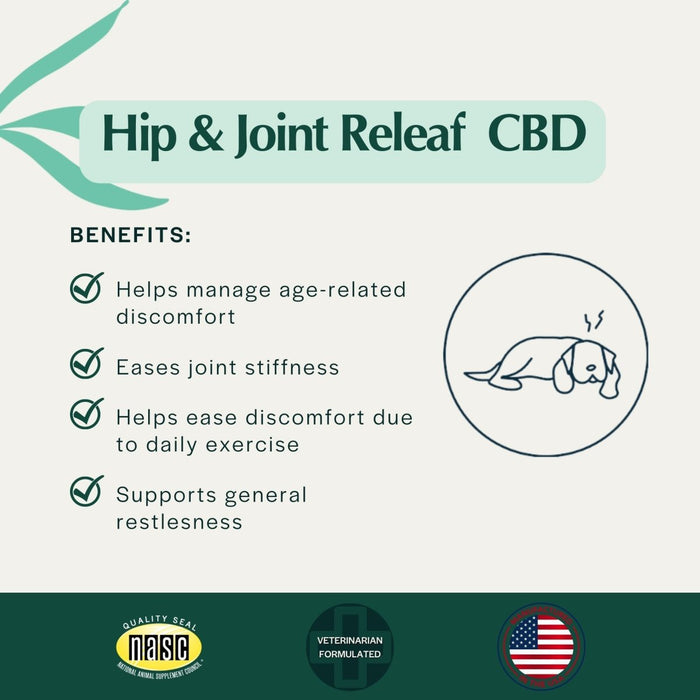 Pet Releaf Hip & Joint Edibites Cbd Medium /Large Dog 7.5oz. Peanut Butter Banana 6Mg - Petsplace.store