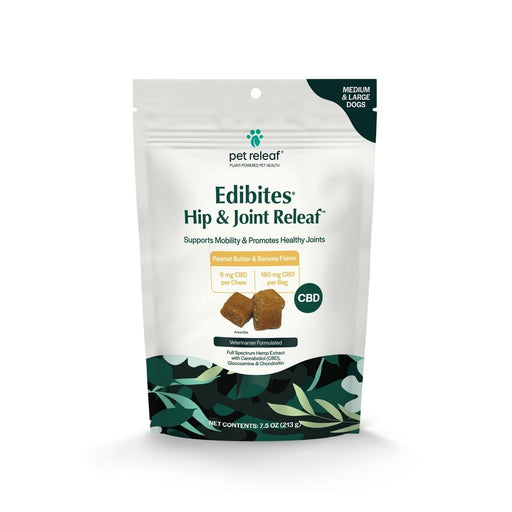 Pet Releaf Hip & Joint Edibites Cbd Medium /Large Dog 7.5oz. Peanut Butter Banana 6Mg - Petsplace.store