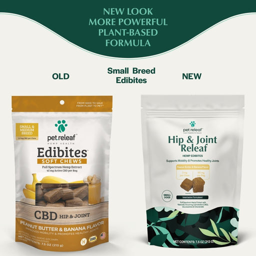 Pet Releaf Hip & Joint Edibites Cbd Small Dog 7.5oz. Peanut Butter Banana 3Mg - Petsplace.store