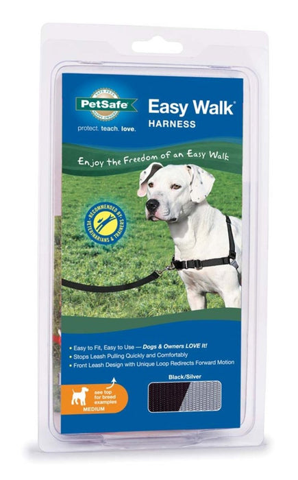 PetSafe Easy Walk Dog Harness Black/Silver 1ea/MD - Petsplace.store