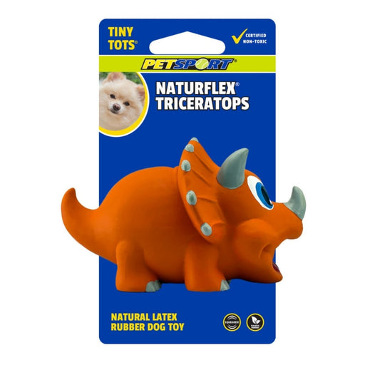 Petsport USA NaturFlex Dinosaur Latex Dog Toy Triceratops, 4ea/4 in, Tiny Tot - Petsplace.store