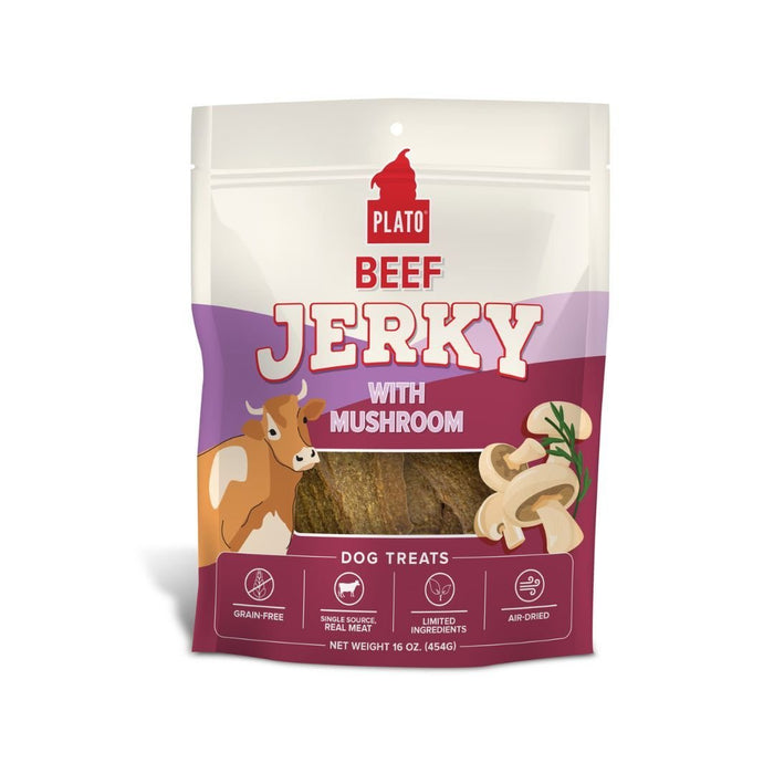 Plato Dog Jerky Beef With Mushroom 16Oz - Petsplace.store