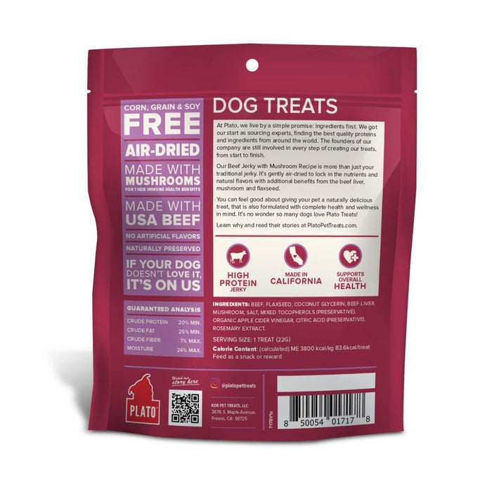 Plato Dog Jerky Beef With Mushroom 7Oz - Petsplace.store