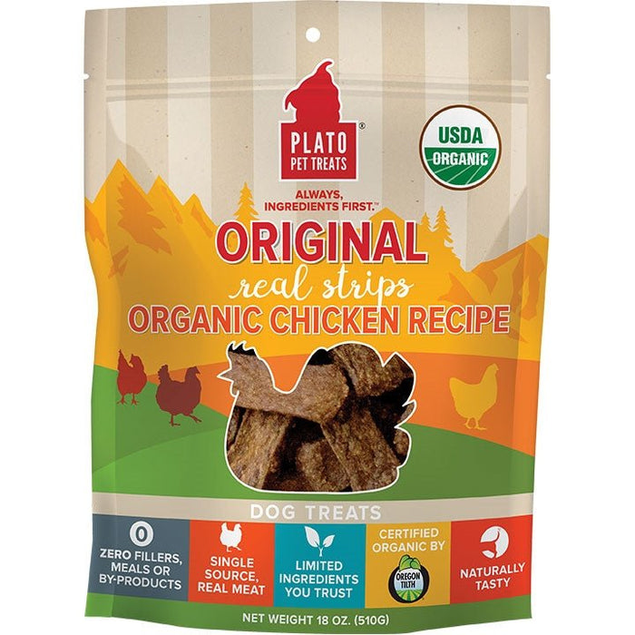 Plato Dog Strips Chicken 18oz. - Petsplace.store