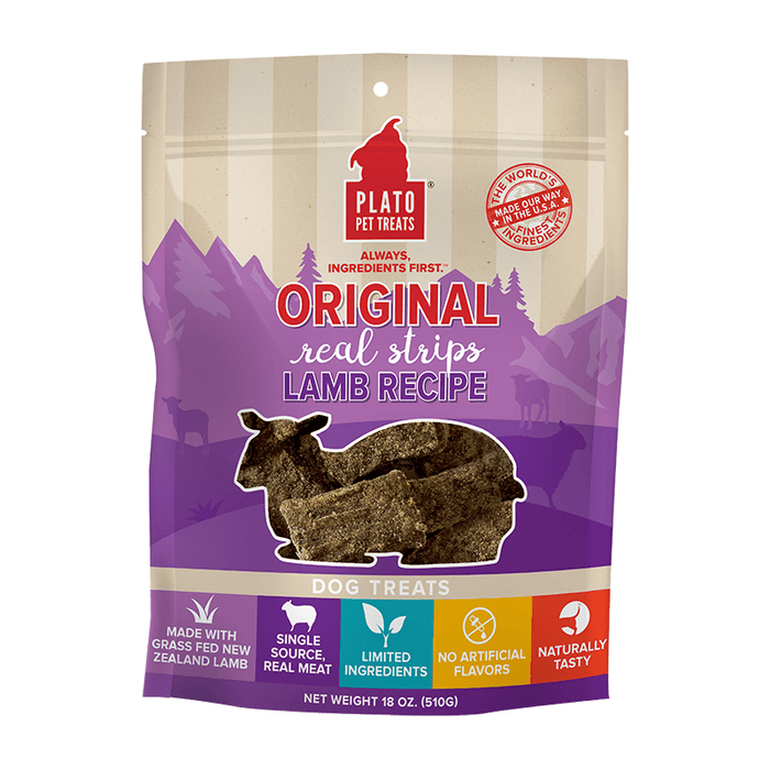 Plato Original Real Strips Lamb 18oz. - Petsplace.store