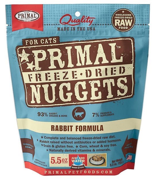 Primal Pet Foods Freeze Dried Food For Cats 5.5oz. Rabbit - Petsplace.store