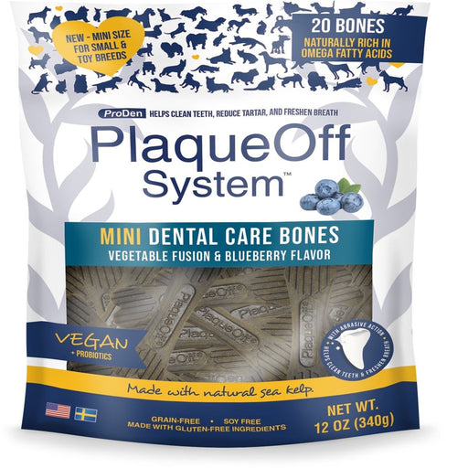 Proden System Mini Dental Care Bones Vegetable Fusion And Blueberry Flavor Dog Treats; 12oz. - Petsplace.store