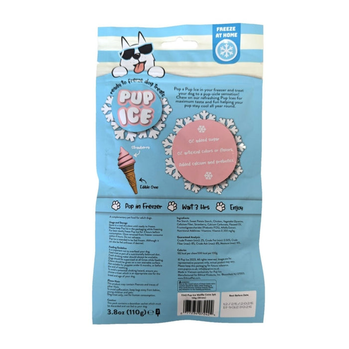 Pup Ice Waffle Cone Strawberry 2 Pk - Petsplace.store