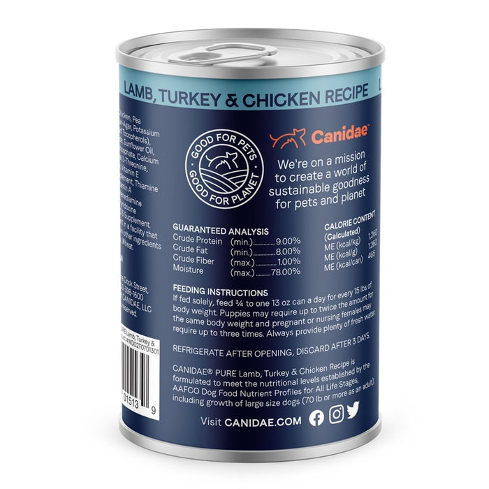 Pure Canned Grain Free Dog Food Lamb/Turkey/Chicken 13oz. (Case of 12) - Petsplace.store