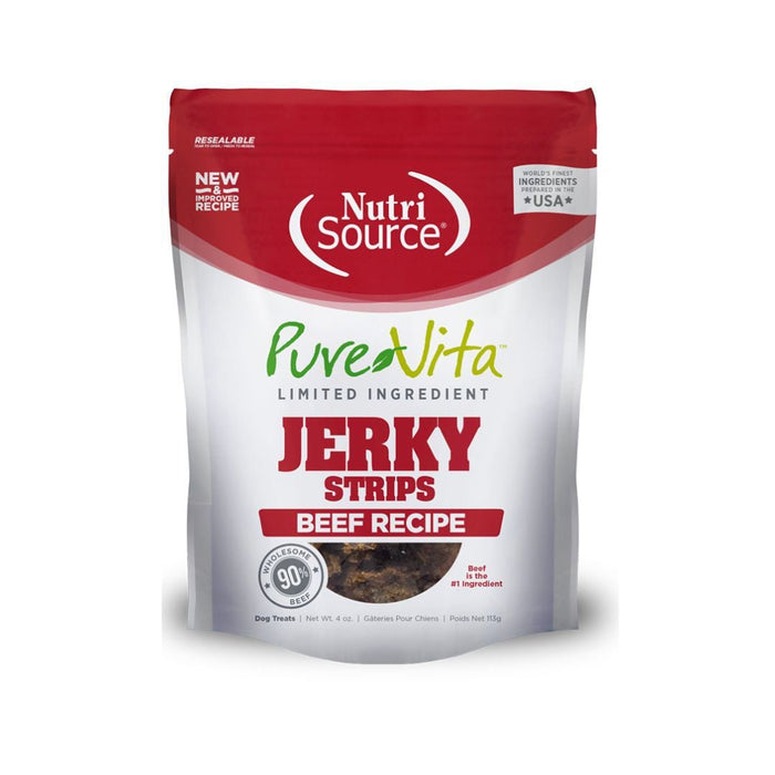 Pure Vita Dog Jerky Treat Beef 4oz. - Petsplace.store