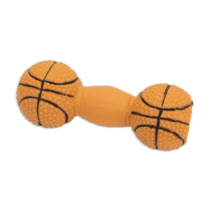 Rascals Latex Dog Toy Basketball Dumbbell Brown 1ea/4 in - Petsplace.store