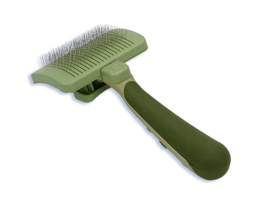 Safari Dog Self - Cleaning Slicker Brush Light Green/Dark Green 1ea/LG - Petsplace.store