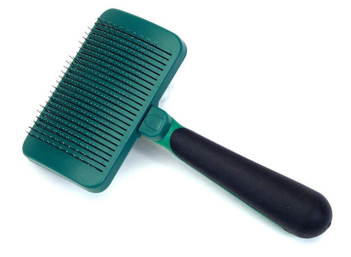 Safari Dog Self - Cleaning Slicker Brush Light Green/Dark Green 1ea/MD - Petsplace.store