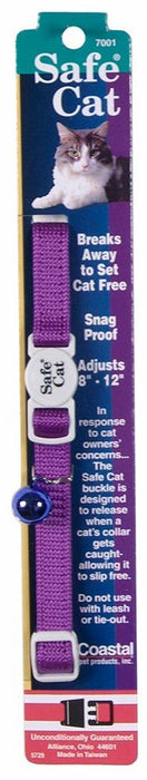 Safe Cat Adjustable Snag - Proof Nylon Breakaway Collar Purple 3 - 8 in x 8 - 12 in - Petsplace.store