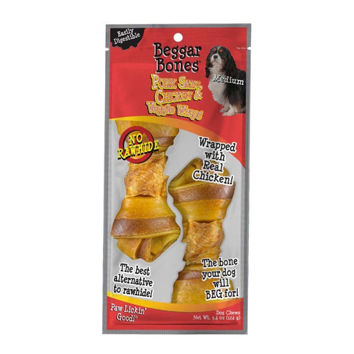 Savory Prime Beggar Bones Pork Skin, Chicken & Veggie Wraps Dog Treats 1ea/MD, 2 pk - Petsplace.store