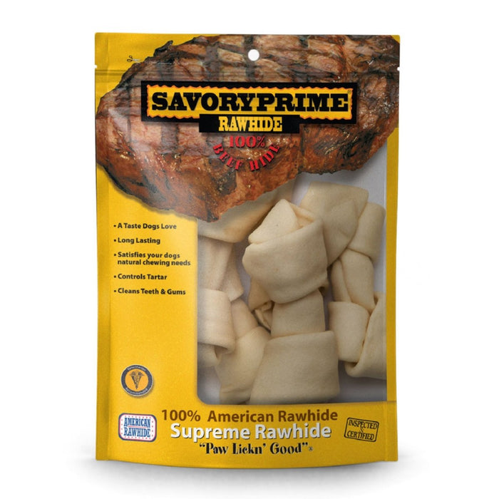 Savory Prime Supreme Knotted Rawhide Bones Bagged Natural 1ea/6 - 7 in, 6 pk - Petsplace.store