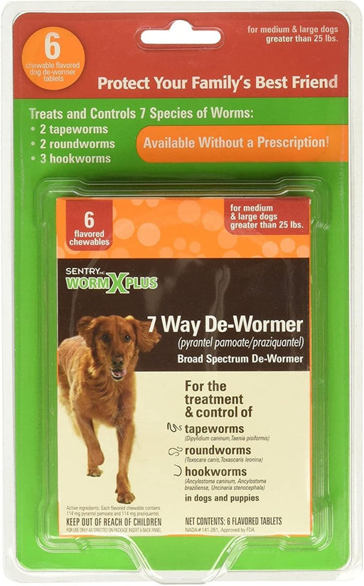 SENTRY Worm X Plus 7 Way De - Wormer for Large Dogs 1ea/2 ct - Petsplace.store