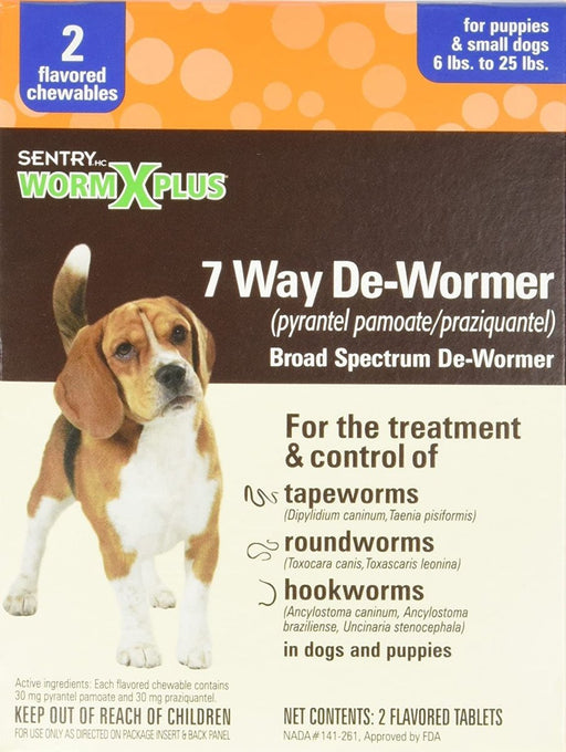 SENTRY Worm X Plus 7 Way De - Wormer for Small Dogs 1ea/2 ct - Petsplace.store