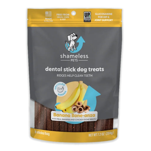 Shameless Dog Dental Sticks Banana/Bone Broth 7.2oz. - Petsplace.store