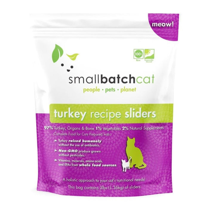 Smallbatch Cat Frozen Turkey Sliders 3Lb - Petsplace.store