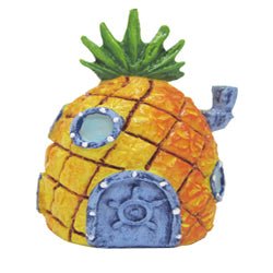 SpongeBob Pineapple Home Aquarium Ornament Orange, Grey, Green 1ea/2 in, Mini - Petsplace.store