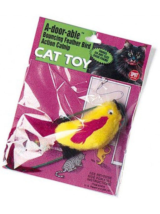 Spot A - Door - Able Bouncing Plush Bird with Feather Tail Cat Toy Multi - Color 4.5 in - Petsplace.store