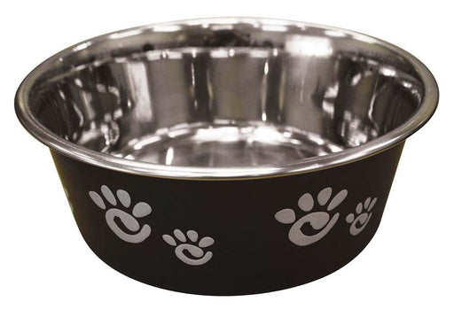 Spot Barcelona Stainless Steel Paw Print Dog Bowl Licorice, 1ea/32 oz - Petsplace.store