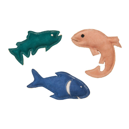 Spot Durafuse Leather Fish Dog Toy Assorted, 1ea/7 in - Petsplace.store