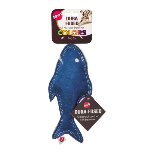 Spot Durafuse Leather Fish Dog Toy Assorted, 1ea/7 in - Petsplace.store