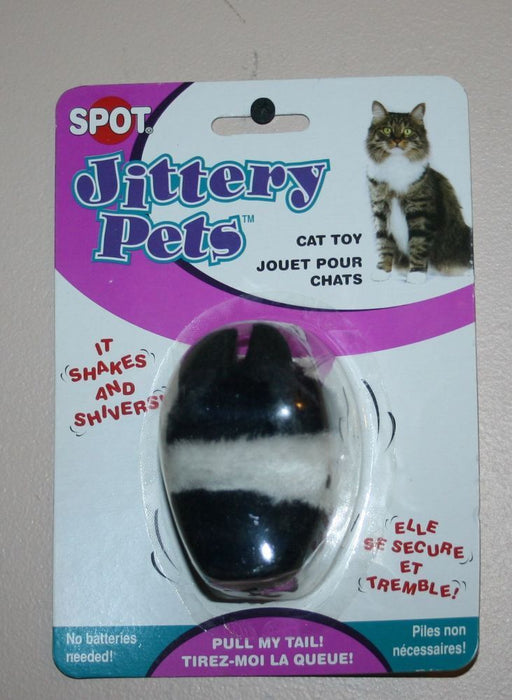 Spot Jittery Mouse Plush Cat Toy Gray; White 3 in - Petsplace.store