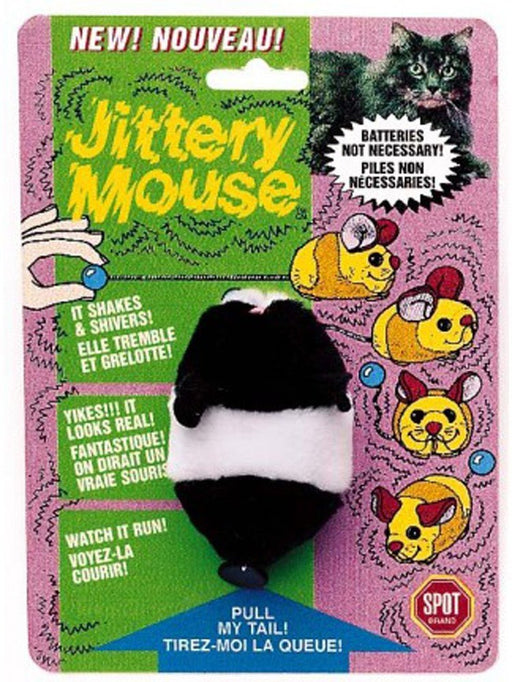 Spot Jittery Mouse Plush Cat Toy Gray; White 3 in - Petsplace.store