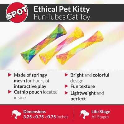 Spot Kitty Fun Tubes Catnip Toy Assorted 3.25 in 3 Pack - Petsplace.store