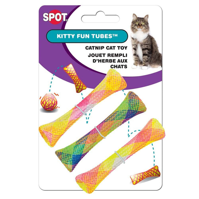 Spot Kitty Fun Tubes Catnip Toy Assorted 3.25 in 3 Pack - Petsplace.store