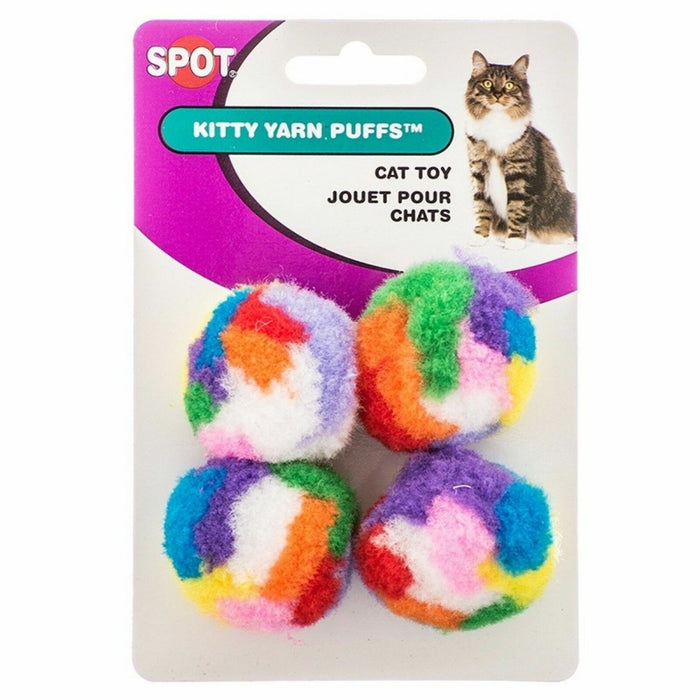 Spot Kitty Yarn Puffs Catnip Toy Assorted 1.5 in 4 Pack Small - Petsplace.store