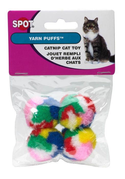 Spot Kitty Yarn Puffs Catnip Toy Assorted 1.5 in 4 Pack Small - Petsplace.store