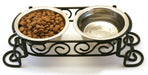 Spot Mediterranean Double Diner Dog Bowl Silver, 1ea/1 pt - Petsplace.store