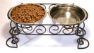 Spot Mediterranean Double Diner Dog Bowl Silver, 1ea/2 qt - Petsplace.store